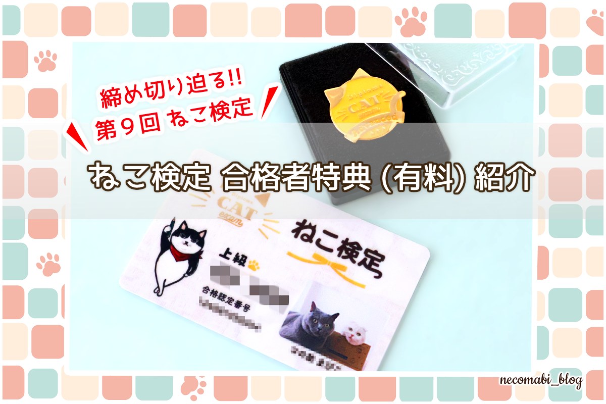 ねこ検定合格者特典(有料)紹介と『第９回ねこ検定』締切日迫る!!